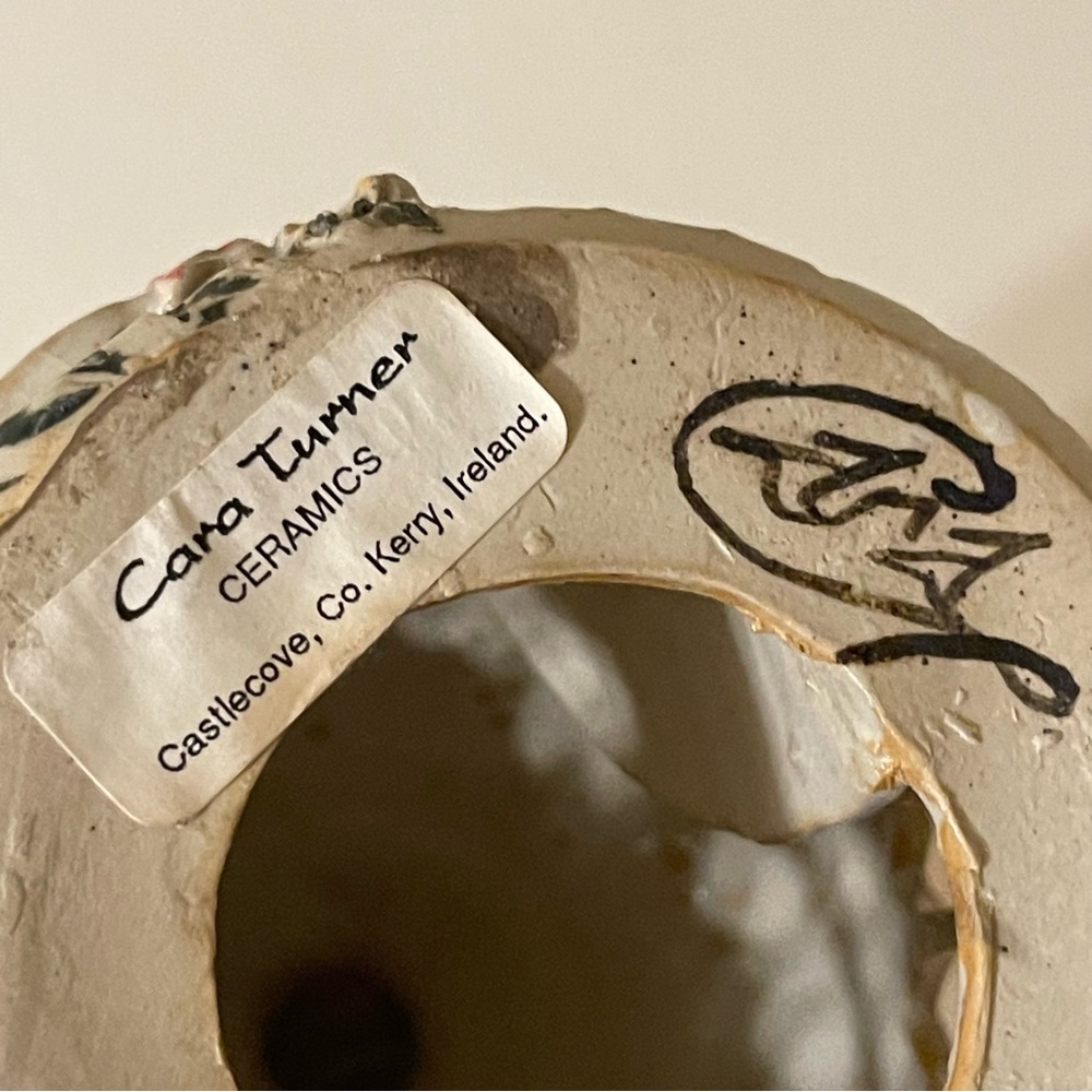 Cara Turner Ceramics Fairy House Bird Flowers Castlecove Kerry Ireland Signed - Picture 10 of 11